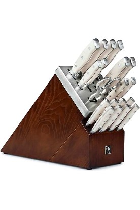 Picture of HENCKELS Forged Accent 20 Piece Self Sharpening Knife Block Set with Off-White Handles