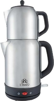 Picture of TeaVibe Electric Turkish Tea Maker - Stainless Steel 120V Double Pot Kettle & Infuser, Boil-Dry Protection, Auto Shut-Off & Keep Warm Function, 1.7L Kettle + 1L Teapot Capacity