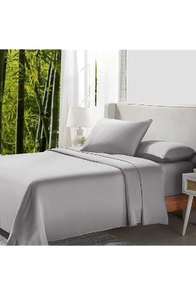 Picture of California Design Den Rayon from Bamboo Sheets, Queen Size Bed Luxury Silk Sheets, 4 Piece Sheet Set, Cooling Sheets, Silver Gray Bedsheets with Snug Fitted Deep Pockets (Queen, Silver Gray)