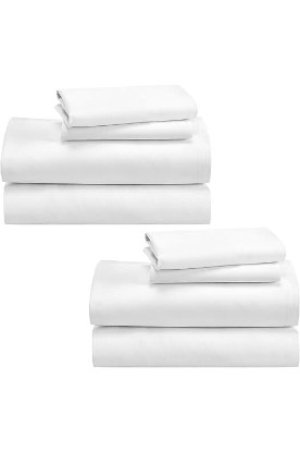 Picture of California Design Den 100% Cotton 2-Pack Sheets Set for Queen Size Bed, Soft & Durable Queen Sheet Sets Deep Pockets, Queen Sheet Set with Sateen Weave, Cooling Sheets (White)