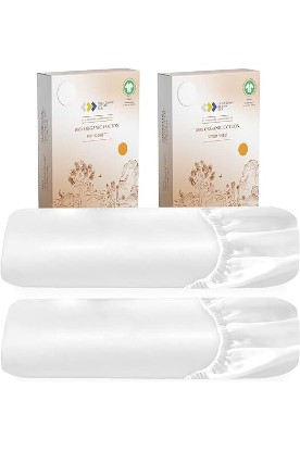 Picture of California Design Den 2-Pack 100% Organic Cotton Fitted Sheets Cal King Size Percale Only, GOTS Certified, Soft & Crisp, Cooling, Lightweight, Snug-Fit 2X Deep Pocket Fitted Sheet - Bright White