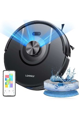 Picture of Laresar Robot Vacuums and Mop Combo, 5000Pa Strong Suction with LIDAR Navigation, 3 in 1 Robot Vacuum Cleaner with Auto Carpet Boost, Self-Charging, App&Voice Control, Ideal for Pet Hair(Mars01)