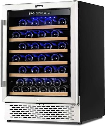 Picture of Premium 24 Inch Wine Cooler, 51 Bottle Wine Fridge with 2 Locks Humidity Control Intelligent Digital Upgrade Compressor Built in or Freestanding Wine Cellars for Home Office Bar