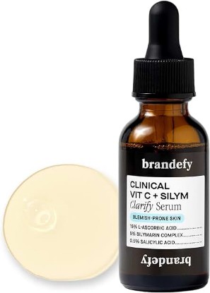 Picture of Brandefy Vitamin C + Silym Clarify Serum for Blemish-Prone Skin, Complexion Clearing, Anti Aging, Brightening, 1oz, Made In The USA