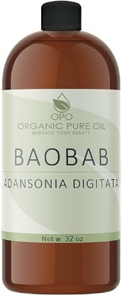 Picture of Baobab Oil - 100% Pure, Cold Pressed, Unrefined, Organically Sourced, Vegan, Non GMO,Carrier Oil for Hair, Skin, Face, Body Pain Nourishing Natural Moisturizer Hydration Growth Conditioner OPO (32 oz)