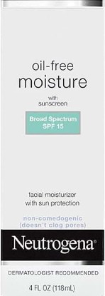 Picture of Neutrogena Oil Free Daily Long Lasting Facial Moisturizer & Neck Cream - Non Greasy, Oil Free Moisturizer Won't Clog Pores - SPF 15 Sunscreen & Glycerin, 4 fl. oz (Pack of 2)