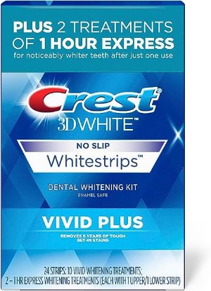 Picture of Crest 3D Whitestrips, Vivid Plus, Teeth Whitening Strip Kit, 24 Count (Pack of 1)