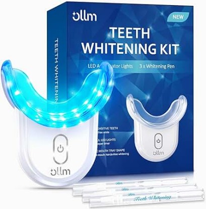 Picture of Teeth Whitening Kit Gel Pen Strips - Ollm Specially Formulated for Sensitive Teeth, Gum, Braces Care 32X LED Light Tooth Whitener, Professional Oral Beauty Products Dental Tools 2 Mouth Trays