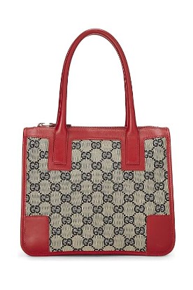 Picture of GUCCI Pre-Loved Red & Navy Original GG Canvas Handbag Small, Red