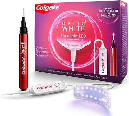 Picture of Colgate Optic White ComfortFit Teeth Whitening Kit with LED Light and Whitening Pen, LED Teeth Whitening Kit, Enamel Safe, Works with iPhone and Android