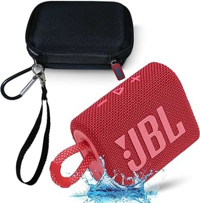 Picture of JBL GO 3 Waterproof Ultra Portable Bluetooth Speaker Bundle with Megen Hardshell Case (Red)