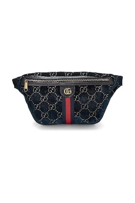 Picture of GUCCI Pre-Loved Navy GG Velvet Web Belt Bag, Navy