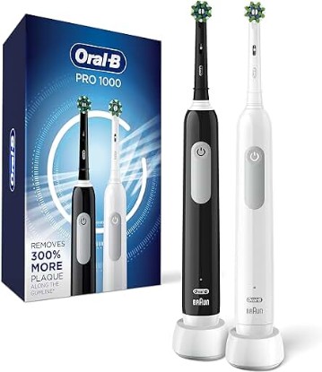 Picture of Oral-B Pro 1000 CrossAction Electric Toothbrush, Black and White, 2 Count