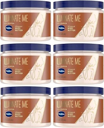 Picture of Vaseline Lotion - Illuminate Me Body Butter, Whipped Shea Butter Co-Created with Black Women for Luminous, Glowing Skin, Moisturizing Lotion for Extremely Dry Skin, Scented, 11 Oz Ea (Pack of 6)