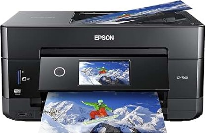 Picture of Epson Expression Premium XP-7100 All-in-One Color Inkjet Printer, Black - Print Scan Copy - 15 ppm, 5760 x 1440 dpi, Auto 2-Sided Printing, 30-Page ADF, Card Slot, Printable CD/DVD