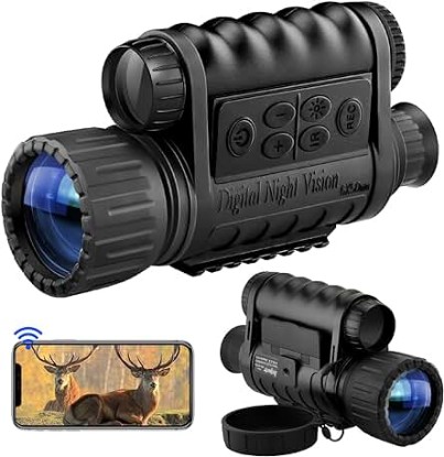 Picture of True WiFi Night Vision Monocular 32G Super HD in Full Darkness Clearly Infrared Camera Telescope 12MP Photo Video 5X Digital Zoom,Smartphone iOS/Android Night Watching Gear for Hunting Travel Gifts