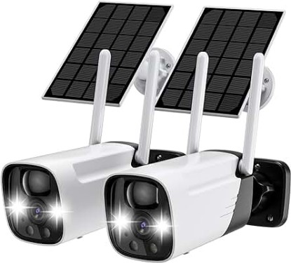 Picture of 2K Outdoor Camera Wireless, 2.4G WiFi Solar Security Cameras Wireless Outdoor with Color Night Vision/PIR/Spotlight & Siren/2-Way Talk, Cloud/SD, Alarm Push(2 Pack)