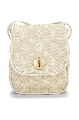 Picture of LOUIS VUITTON Pre-Loved Cream Monogram Mini Lin Pochette Cancun, White