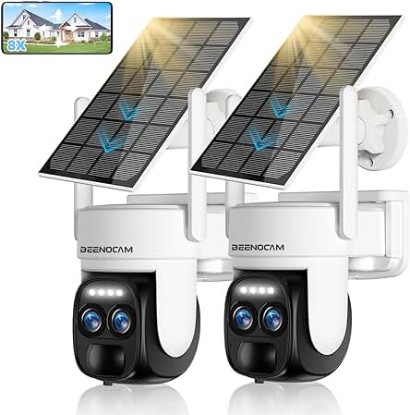 Picture of BEENOCAM [8X Zoom] 4K Solar Security Cameras Wireless Outdoor, 360°PTZ Solar Outdoor Wireless Cameras for Home Security with 2.4GHz, 2-Way Audio, Full Color Night Vision, PIR Detection, IP66(2Pack)