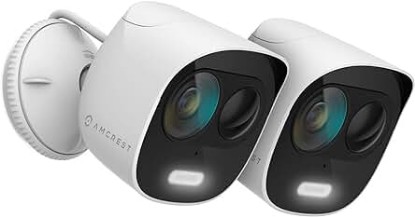 Picture of Amcrest 2-Pack ProHD 2-Megapixel Wireless Outdoor Security Camera, Deterrent Outdoor IP WiFi Camera - Full HD 1080P @30fps, IP65 Weatherproof, 33ft Nightvision, Two-Way Audio, 2PACK-ADC2W (White)`