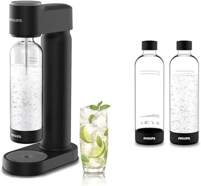 Picture of PHILIPS Sparkling Water Maker Soda Maker Soda Streaming Machine for Carbonating with 1L Carbonating Bottle & Carbonating Bottles, 1L Twin Pack Reusable PET Sparkling Water Bottles Compatible