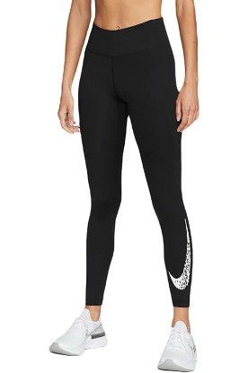 Picture of Nike Swoosh Run Women's 7/8 Mid-Rise Graphic Running Leggings, Black/White, L Regular US