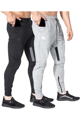 Picture of BROKIG Mens Gym Jogger Pants,Casual Slim Workout Sweatpants with Zipper Pockets Bodybuilding Athletic Pants