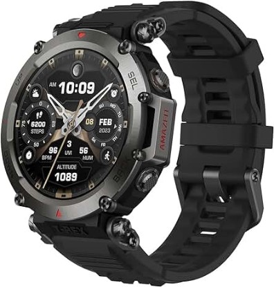 Picture of Amazfit T-Rex Ultra Smart Watch for Men, 30m Freediving, Dual-Band GPS & Offline Map Support, Mud-Resistant 10 ATM, Military-Grade,Black (Renewed)