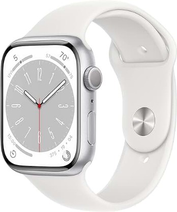 Picture of Apple Watch Series 8 [GPS, 45mm] - Silver Aluminum Case with White Sport Band, S/M (Renewed)