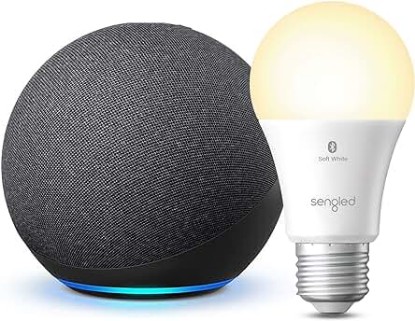 Picture of Echo (4th Gen) | Charcoal with Sengled Bluetooth bulb | Alexa smart home starter kit