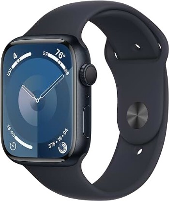 Picture of Apple Watch Series 9 [GPS 45mm] Smartwatch with Midnight Aluminum Case with Midnight Sport Band S/M. Fitness Tracker, ECG Apps, Always-On Retina Display, Water Resistant