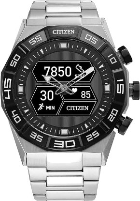 Picture of Citizen CZ Smart PQ2 Hybrid Smartwatch with YouQ Wellness app Featuring IBM Watson® AI and NASA Research, Black and White Customizable Display, Bluetooth, HR, Activity Tracker, 18-Day Battery Life