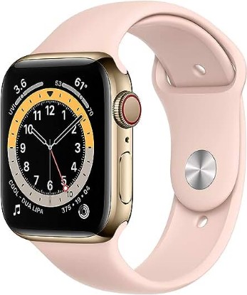 Picture of Apple Watch Series 6 (GPS + Cellular, 44mm) Gold Stainless Steel Case with Pink Sport Band (Renewed)