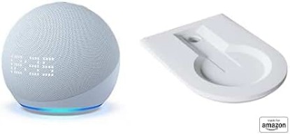 Picture of All-new Echo Dot (5th Gen, 2022 release) with clock Bundle. Includes Echo Dot (5th Gen, 2022 release) with clock | Cloud Blue & the Made For Amazon Wall Mount | White