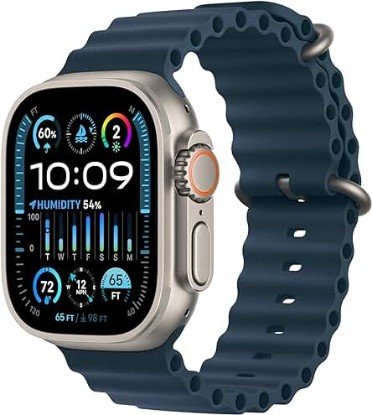 Picture of Apple Watch Ultra 2 [GPS + Cellular 49mm] Smartwatch with Rugged Titanium Case & Blue Ocean Band. Fitness Tracker, Precision GPS, Action Button, Extra-Long Battery Life, Bright Retina Display