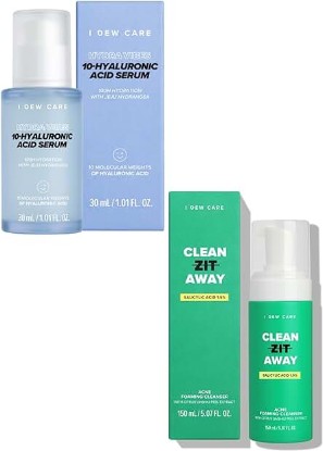 Picture of I DEW CARE Hydra Vibes 10-Hyaluronic Acid Serum, 30ml, 1.01 fl. oz. + Acne Foaming Cleanser - Clean Zit Away, 5.07 fl oz Bundle