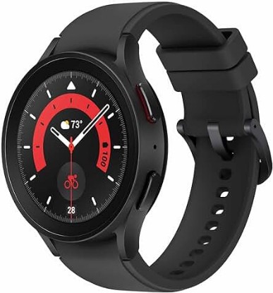 Picture of SAMSUNG Galaxy Watch5 Pro Bespoke Edition 45mm Bluetooth Smartwatch, Body, Health, Fitness, Sleep Tracker, Sapphire Crystal Glass, Titanium Frame, US Version, Black Ridge Sport Band, Black