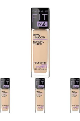 Picture of MAYBELLINE Fit Me Dewy + Smooth Foundation Makeup, Classic Ivory, 1 Count (Pack of 4)