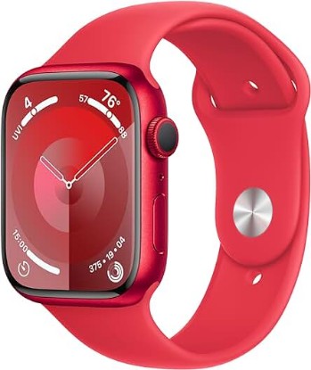 Picture of Apple Watch Series 9 [GPS 45mm] Smartwatch with (Product) RED Aluminum Case with (Product) RED Sport Band S/M. Fitness Tracker, Blood Oxygen & ECG Apps, Always-On Retina Display