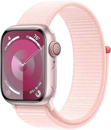 Picture of Apple Watch Series 9 [GPS + Cellular 41mm] Smartwatch with Pink Aluminum Case with Pink Sport Loop. Fitness Tracker, Blood Oxygen & ECG Apps, Always-On Retina Display, Carbon Neutral (Renewed)