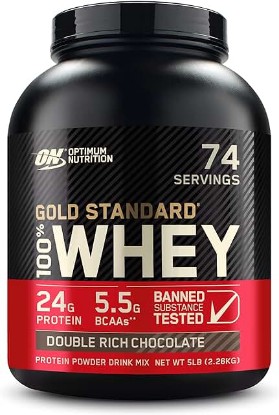 Picture of Optimum Nutrition Gold Standard 100% Whey Protein Powder, Double Rich Chocolate, 5 Pound (Packaging May Vary)