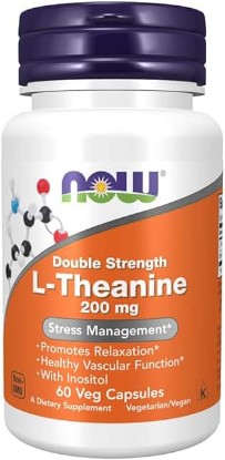 Picture of NOW Supplements, L-Theanine 200 mg with Inositol, Stress Management*, 60 Veg Capsules