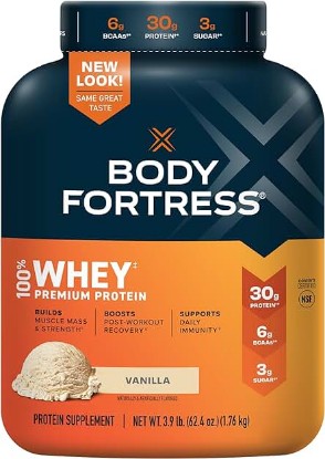 Picture of Body Fortress Super Advanced Whey Protein Powder, Vanilla, Immune Support (1), Vitamins C & D Plus Zinc, 3.9 lbs.