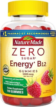 Picture of Nature Made Zero Sugar Energy Vitamin B12 Gummies 1000 mcg per Serving, B12 Vitamins, Energy Metabolism Support, 110 Sugar Free Gummies, 55 Day Supply