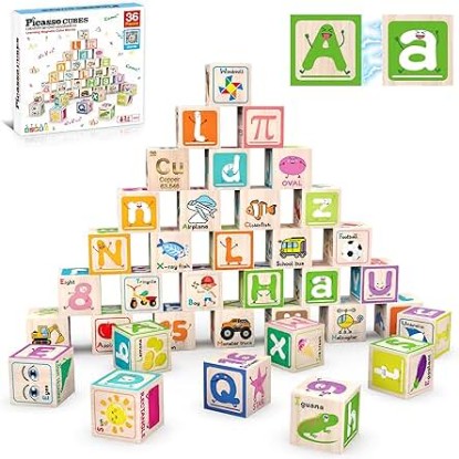 Picture of Magnetic Cubes 36 Piece Magnet Building Block Sensory Activity Center 1" Puzzle Cube 216 Pattern Early Education Toy Letter Alphabet Number Shape STEAM Learning Blocks Boy Girl Toddlers 3+ Montessori