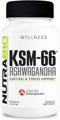 Picture of NutraBio Ashwagandha KSM-66 Herbal Supplement for Better Overall Well Being, 600mg - 60 Vegetable Capsules