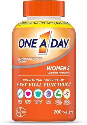 Picture of ONE A DAY Womens Complete Daily Multivitamin with Vitamin A, B , C, D, and E, Calcium and Magnesium, Immune Health Support, 200 Count