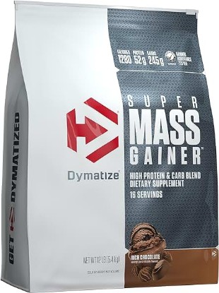 Picture of Dymatize Super Mass Gainer Protein Powder, 1280 Calories & 52g Protein,10.7g BCAAs, Mixes Easily, Tastes Delicious, Rich Chocolate, 12 lbs