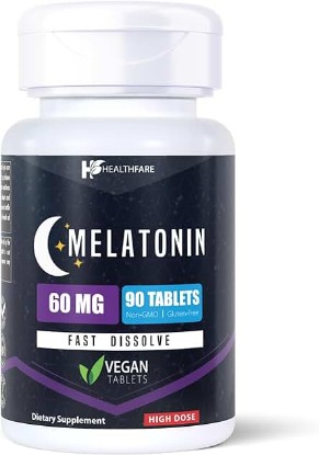 Picture of Melatonin 60mg | 90 Tablets | Vegetarian Formula | Non-GMO | Gluten-Free | Unflavored | Made in The US