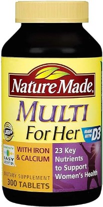 Picture of Nature Made Multi Vitamins for Her with Iron and Calcium and 23 Key Nutrients to Support Women's Health (300 Tablets)